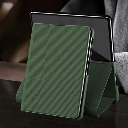 For  Galaxy Z Fold8 5G Kevlar-Texture Vegan Leather Phone Case with Holder - Green - EDA009805001A