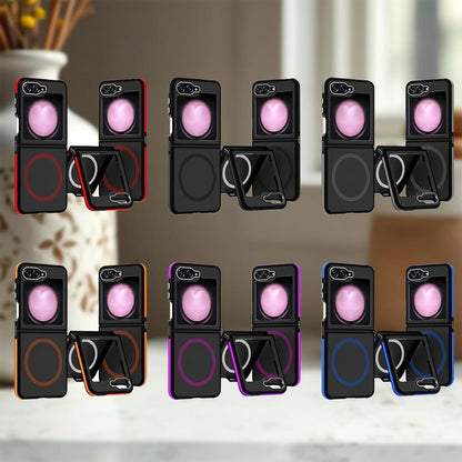For Galaxy Z Flip6 / Z Flip7 FE 5G Dual Color Skin Feel Magnetic Phone Case - Black - EDA009807501A