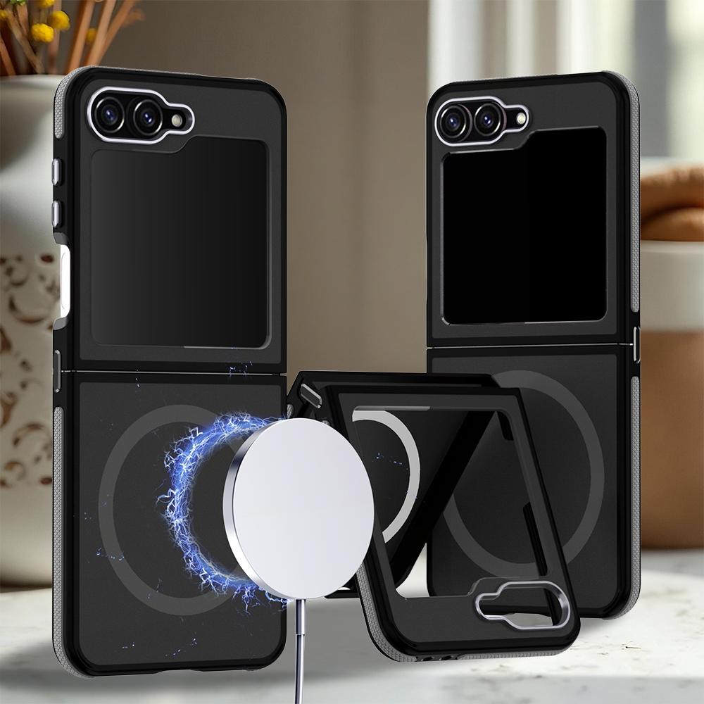 For Galaxy Z Flip6 / Z Flip7 FE 5G Dual Color Skin Feel Magnetic Phone Case - Grey - EDA009807501B