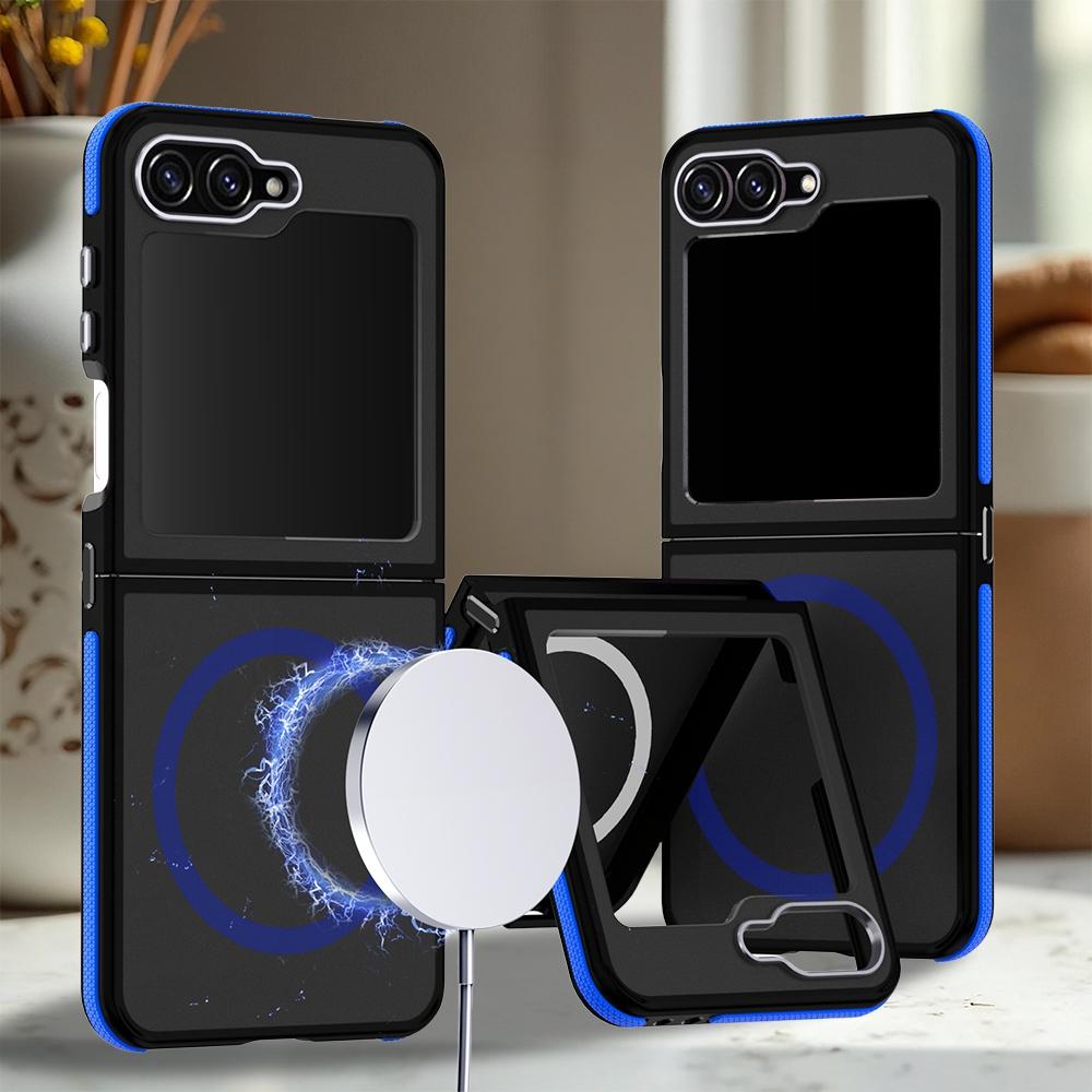 For Galaxy Z Flip6 / Z Flip7 FE 5G Dual Color Skin Feel Magnetic Phone Case - Blue - EDA009807501C
