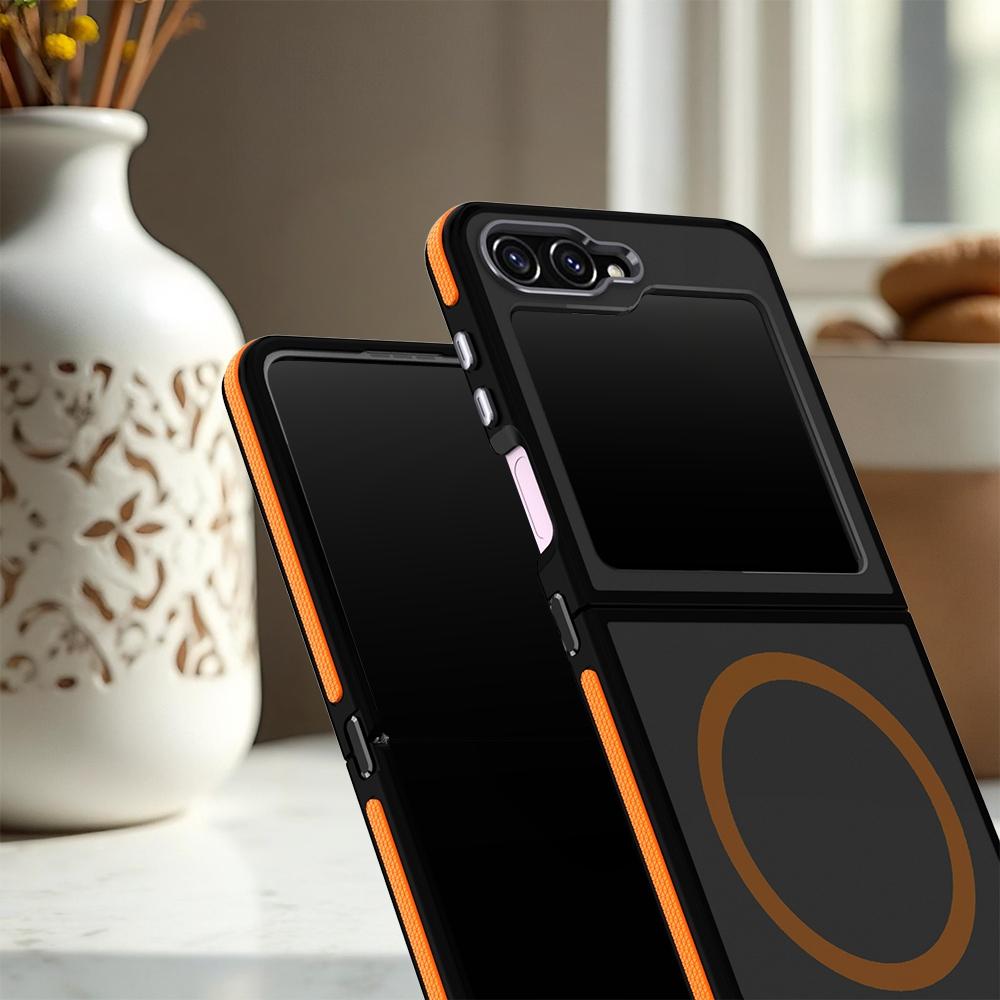 For Galaxy Z Flip6 / Z Flip7 FE 5G Dual Color Skin Feel Magnetic Phone Case - Blue - EDA009807501C