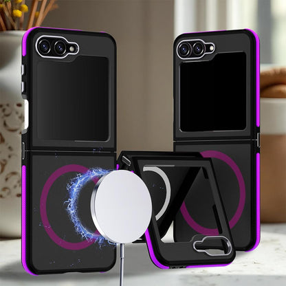For Galaxy Z Flip6 / Z Flip7 FE 5G Dual Color Skin Feel Magnetic Phone Case - Purple - EDA009807501D