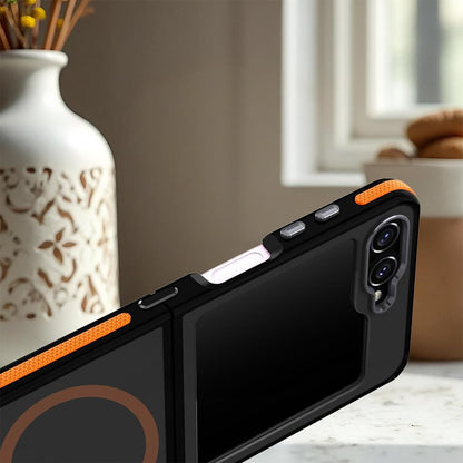 For Galaxy Z Flip6 / Z Flip7 FE 5G Dual Color Skin Feel Magnetic Phone Case - Orange - EDA009807501E