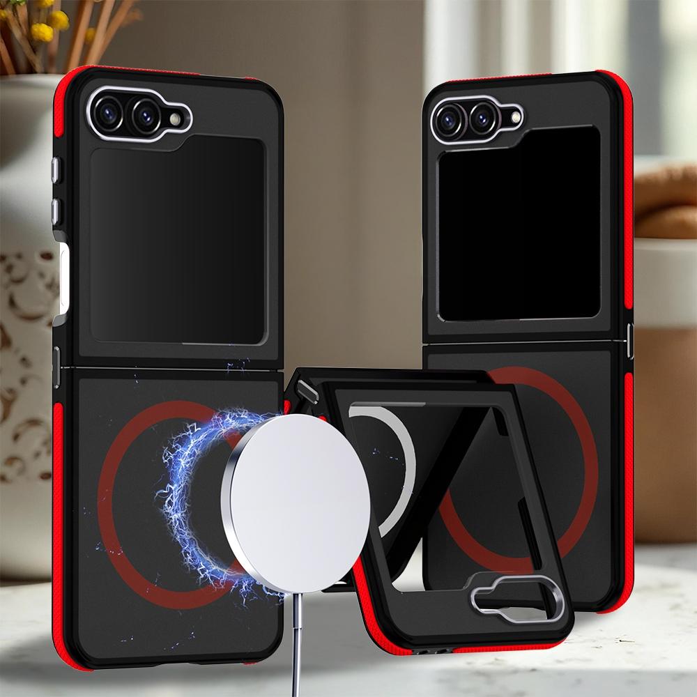 For Galaxy Z Flip6 / Z Flip7 FE 5G Dual Color Skin Feel Magnetic Phone Case - Red - EDA009807501F