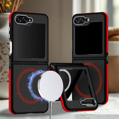 For Galaxy Z Flip6 / Z Flip7 FE 5G Dual Color Skin Feel Magnetic Phone Case - Red - EDA009807501F