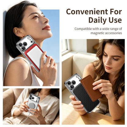 For iPhone 14 Pro Rhombus Texture Magnetic Vegan Leather Phone Case - White - EDA009808102A