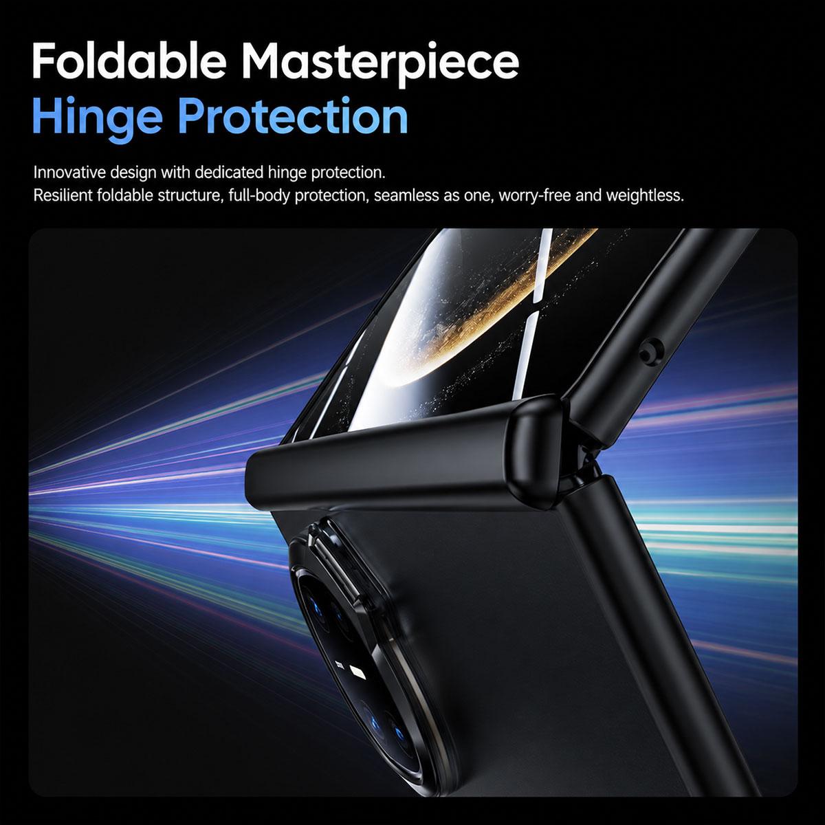 For Huawei Mate X6 Transparent Lens Holder Hinge Integrated Film Phone Case - White - EDA009809101C