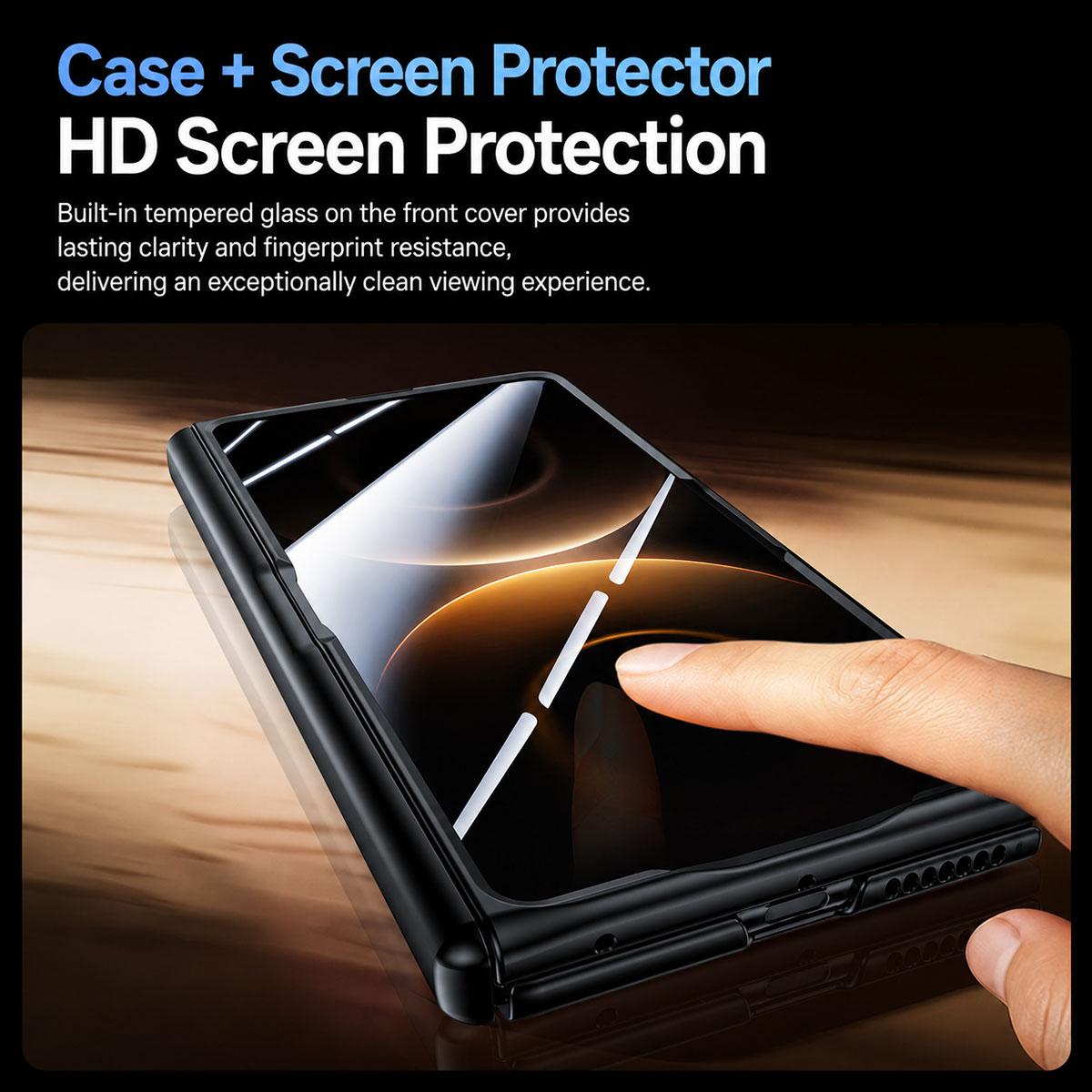 For Huawei Mate X7 Transparent Lens Holder Hinge Integrated Film Phone Case - Black - EDA009809201A