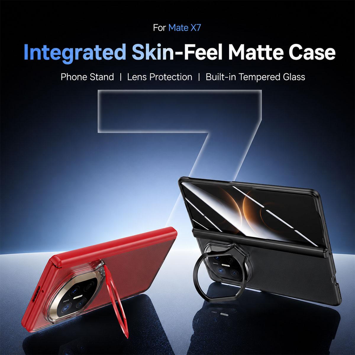 For Huawei Mate X7 Transparent Lens Holder Hinge Integrated Film Phone Case - Red - EDA009809201B