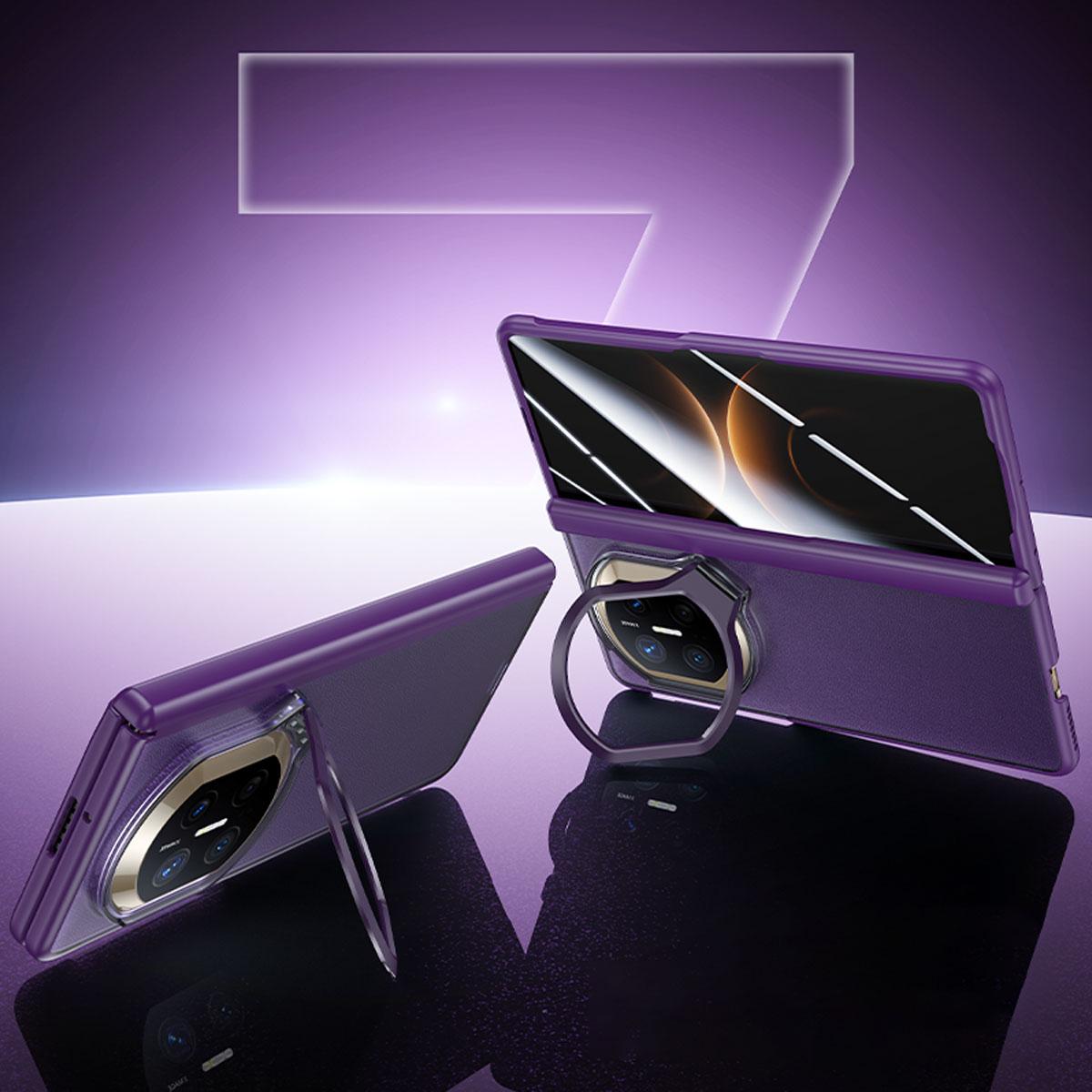 For Huawei Mate X7 Transparent Lens Holder Hinge Integrated Film Phone Case - Purple - EDA009809201C