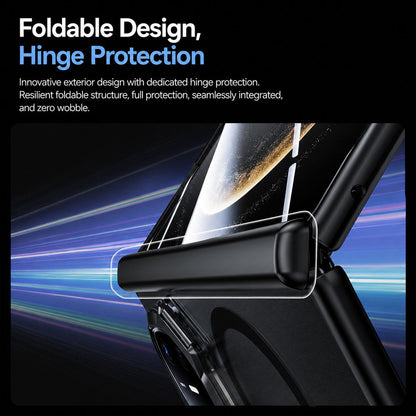 For Huawei Mate X6 Transparent Lens Holder Hinge Integrated Film Magnetic Ring Phone Case - Black - EDA009809401A