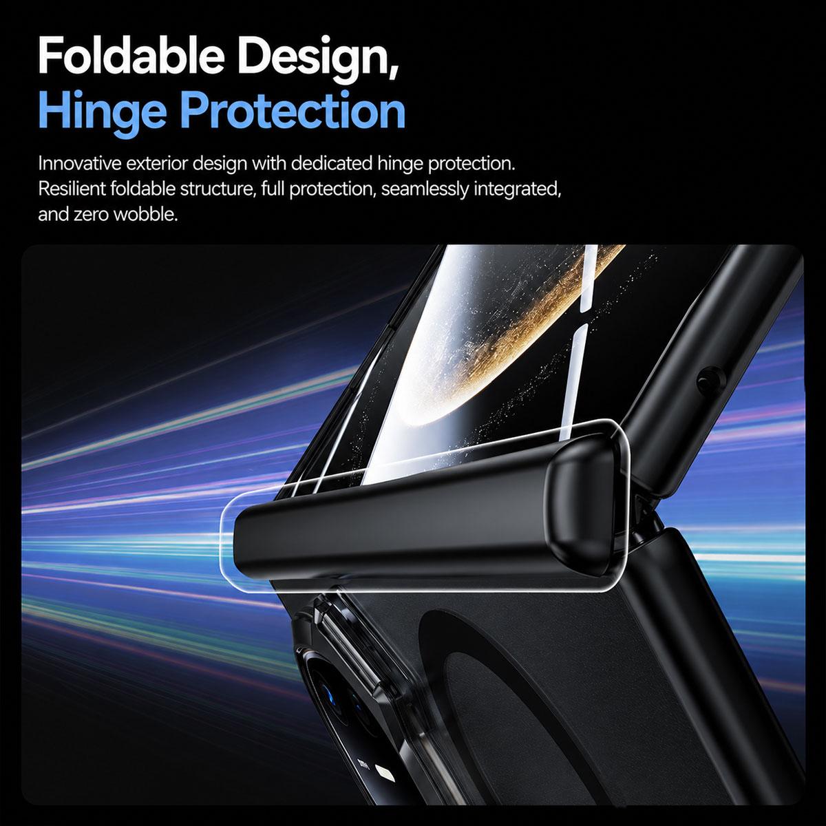 For Huawei Mate X6 Transparent Lens Holder Hinge Integrated Film Magnetic Ring Phone Case - Silver - EDA009809401C