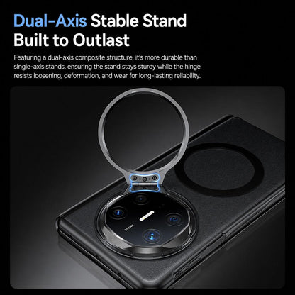 For Huawei Mate X6 Transparent Lens Holder Hinge Integrated Film Magnetic Ring Phone Case - Silver - EDA009809401C