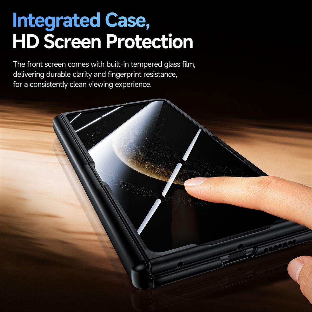 For Huawei Mate X6 Transparent Lens Holder Hinge Integrated Film Magnetic Ring Phone Case - Silver - EDA009809401C