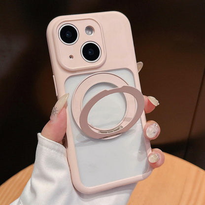 For iPhone 14 Dopamine Rotation Pivot Holder Phone Case - Pink - EDA009814709D