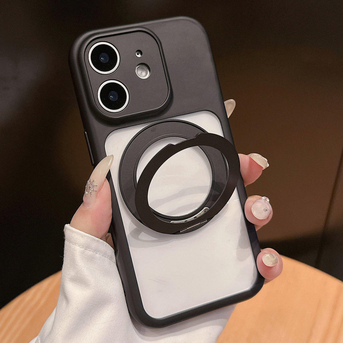For iPhone 11 Dopamine Rotation Pivot Holder Phone Case - Black - EDA009814718E