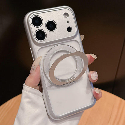 For iPhone 17 Pro Max Dopamine Rotation Pivot Holder Phone Case - Silver - EDA009814720C