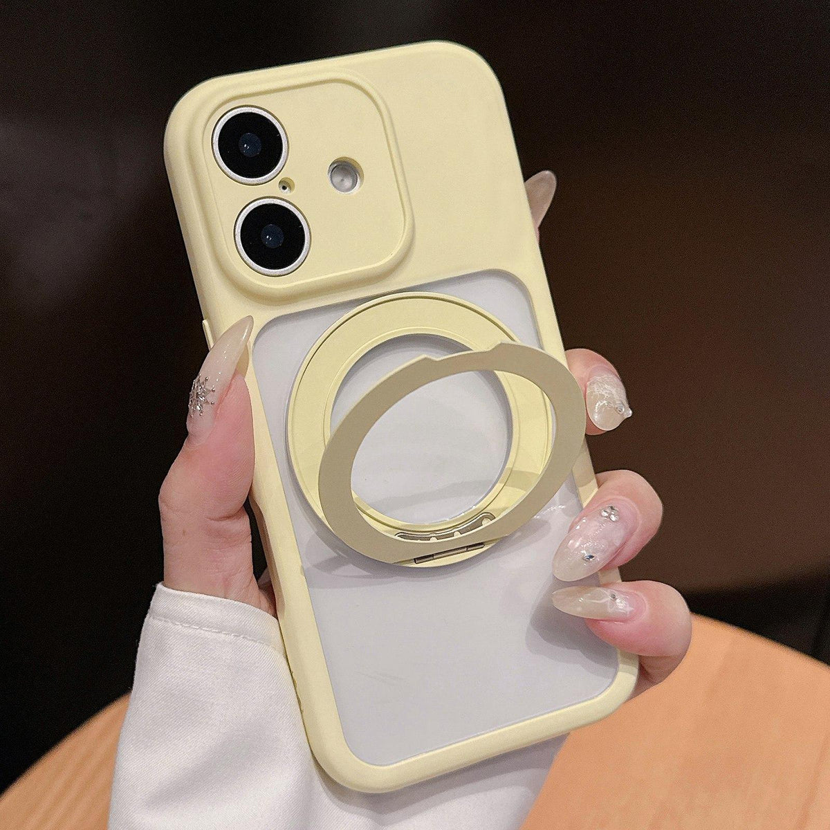 For iPhone 17 Dopamine Rotation Pivot Holder Phone Case - Yellow - EDA009814722B