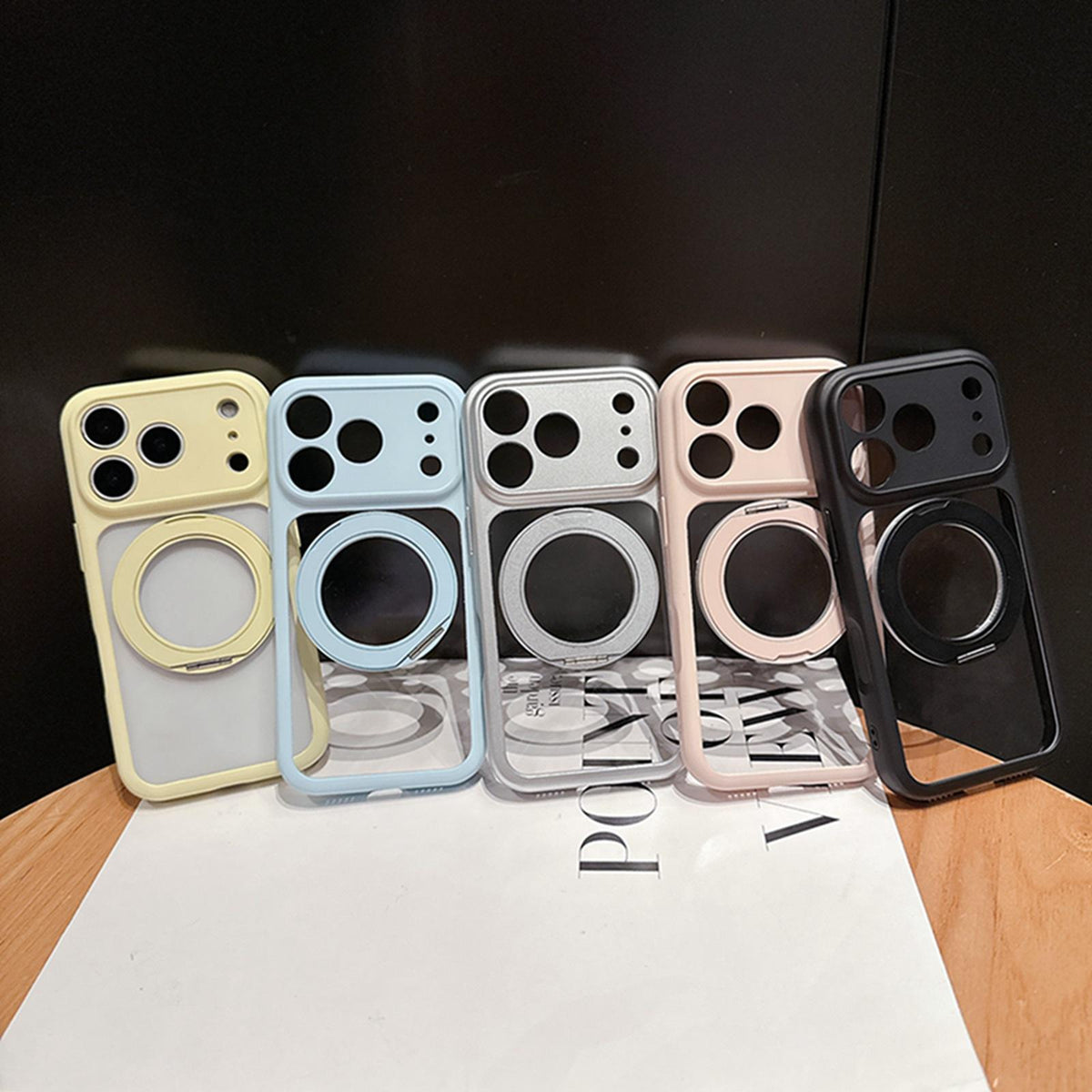 For iPhone 14 Pro Dopamine Rotation Pivot Holder Phone Case - Yellow - EDA009814710A