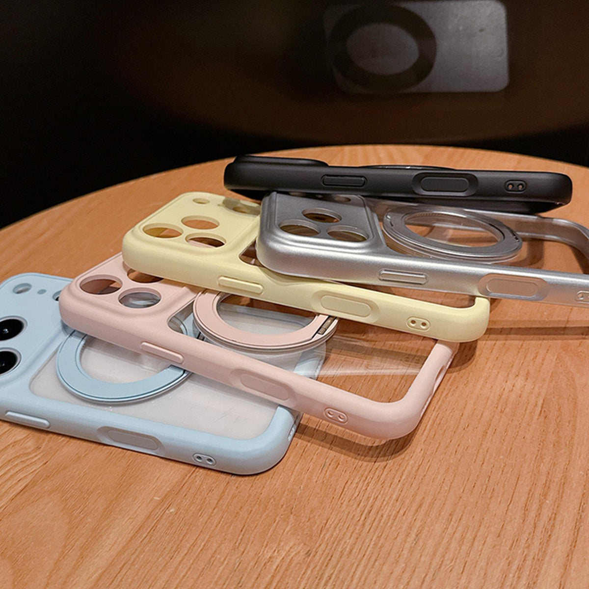 For iPhone 11 Pro Max Dopamine Rotation Pivot Holder Phone Case - Blue - EDA009814719B