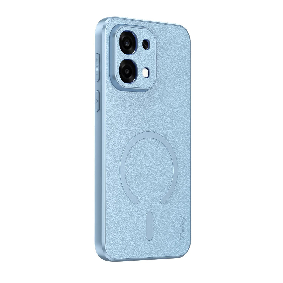 For OPPO A6 5G Goatskin Vegan Leather Magnetic Phone Case - Blue - EDA009816501A