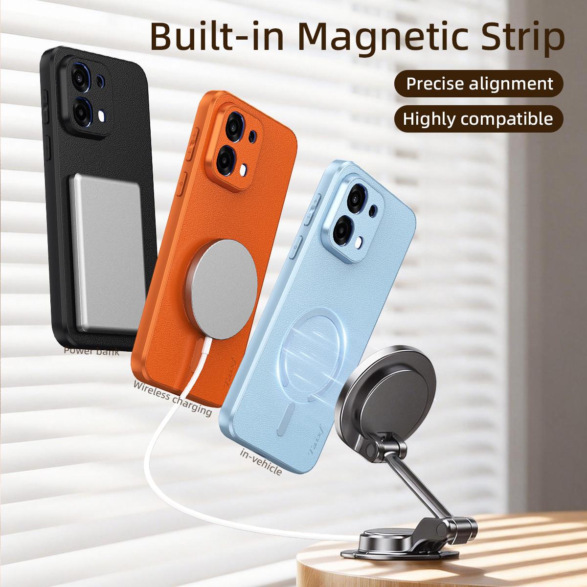 For OPPO A6 5G Goatskin Vegan Leather Magnetic Phone Case - Blue - EDA009816501A