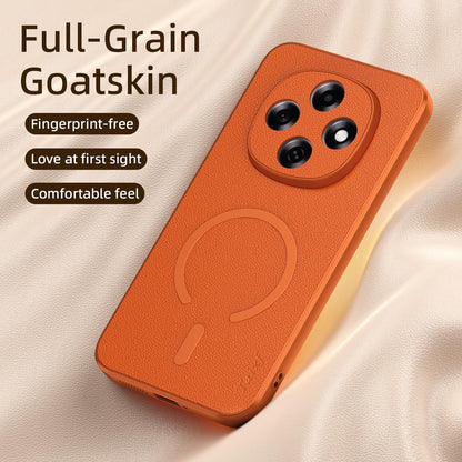 For OPPO A6 Pro 5G Global CPH2781 Goatskin Vegan Leather Magnetic Phone Case - Blue - EDA009816502A
