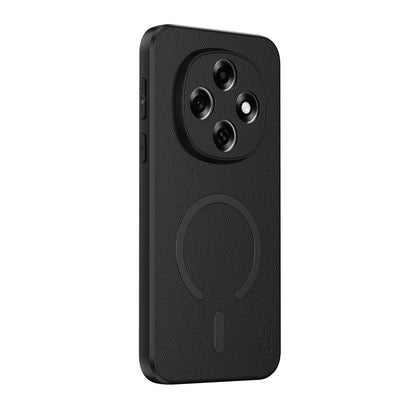 For OPPO A6 Pro 5G Global CPH2781 Goatskin Vegan Leather Magnetic Phone Case - Black - EDA009816502B