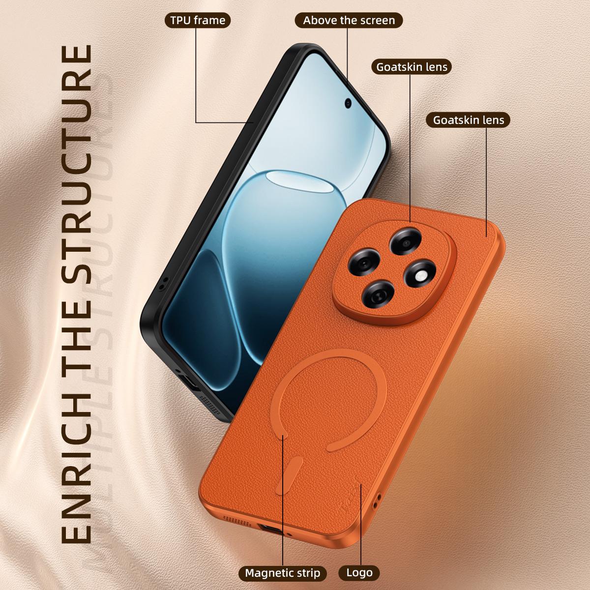 For OPPO A6 Pro 5G Global CPH2781 Goatskin Vegan Leather Magnetic Phone Case - Black - EDA009816502B