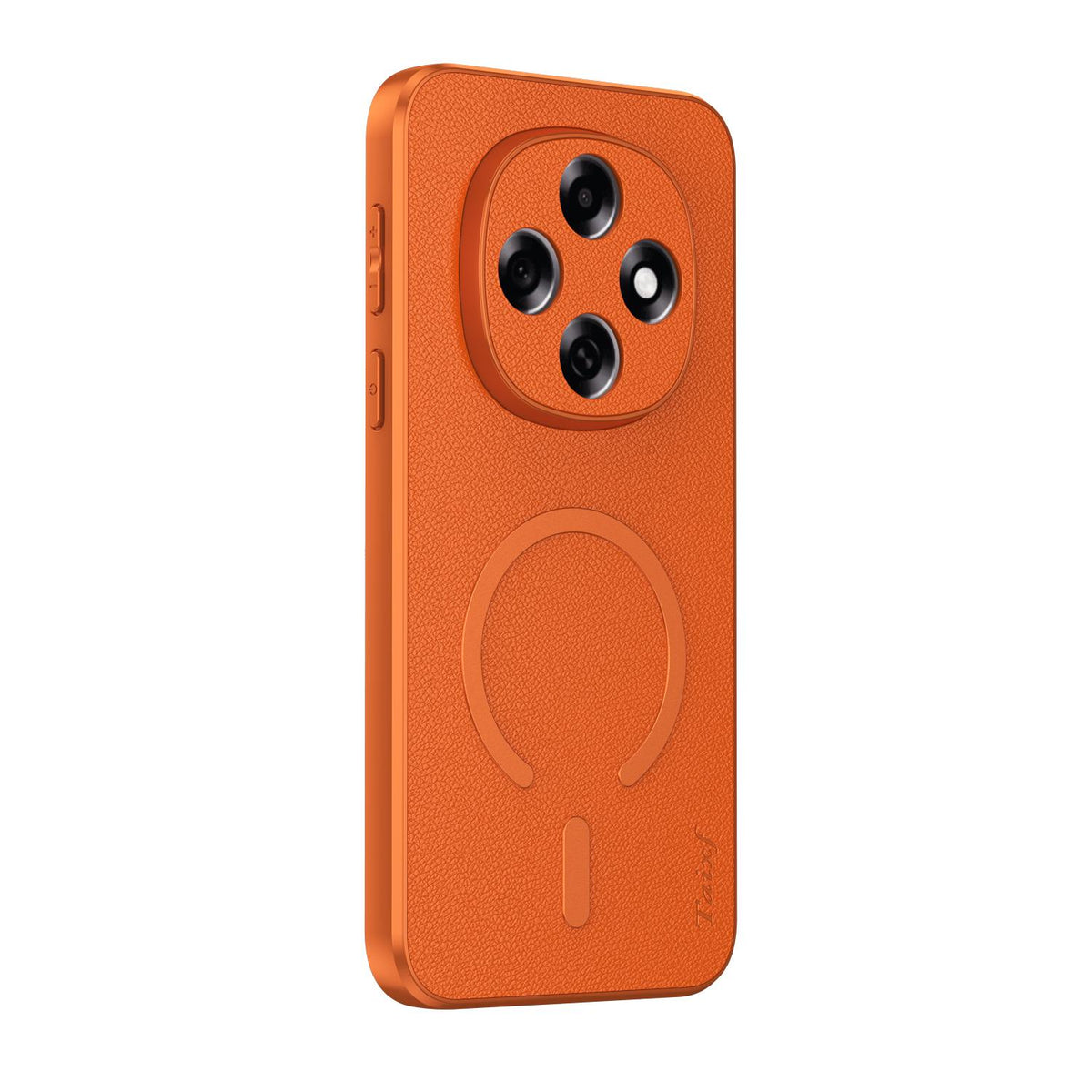 For OPPO A6 Pro 5G Global CPH2781 Goatskin Vegan Leather Magnetic Phone Case - Orange - EDA009816502C