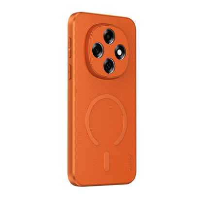 For OPPO A6 Pro 5G Global CPH2781 Goatskin Vegan Leather Magnetic Phone Case - Orange - EDA009816502C