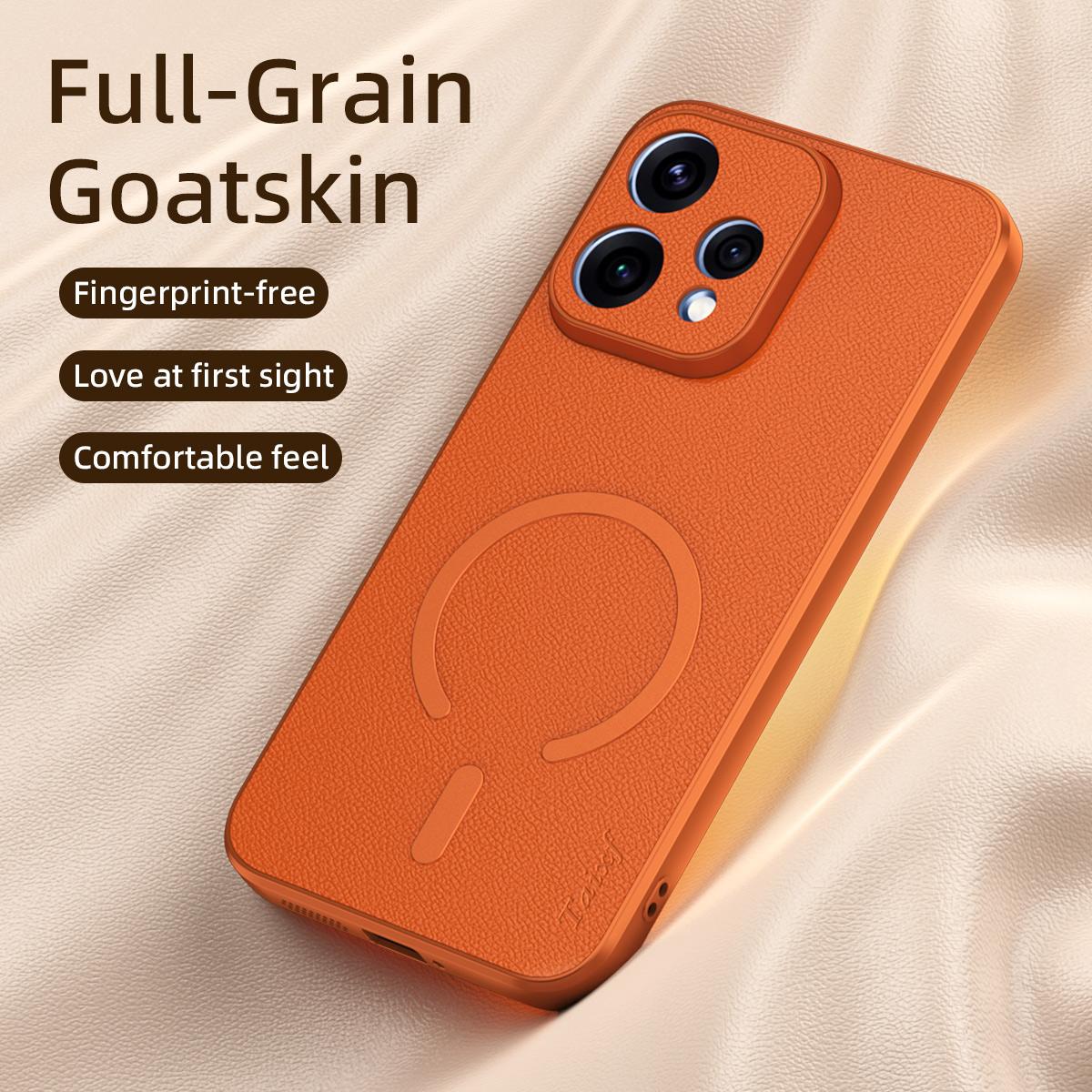 For OPPO Reno 15c 5G Goatskin Vegan Leather Magnetic Phone Case - Blue - EDA009816509A