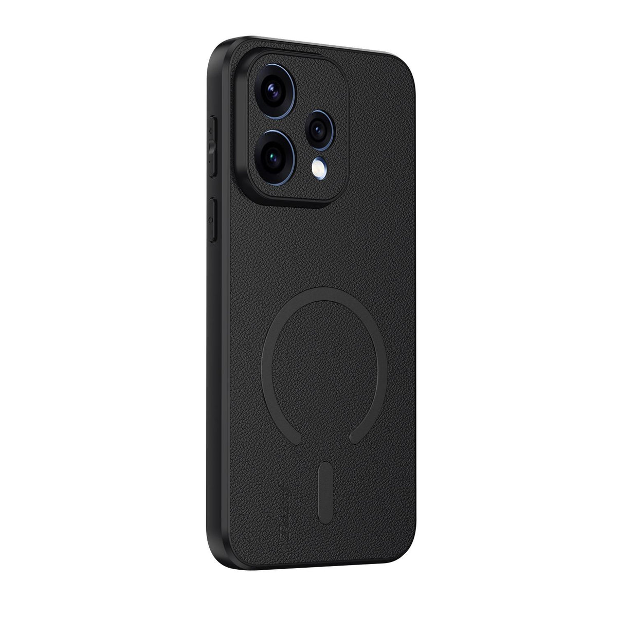 For OPPO Reno 15c 5G Goatskin Vegan Leather Magnetic Phone Case - Black - EDA009816509B