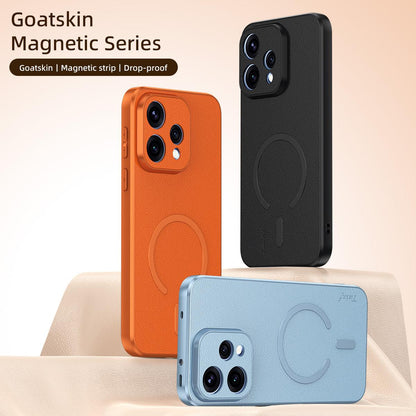 For OPPO Reno 15c 5G Goatskin Vegan Leather Magnetic Phone Case - Black - EDA009816509B