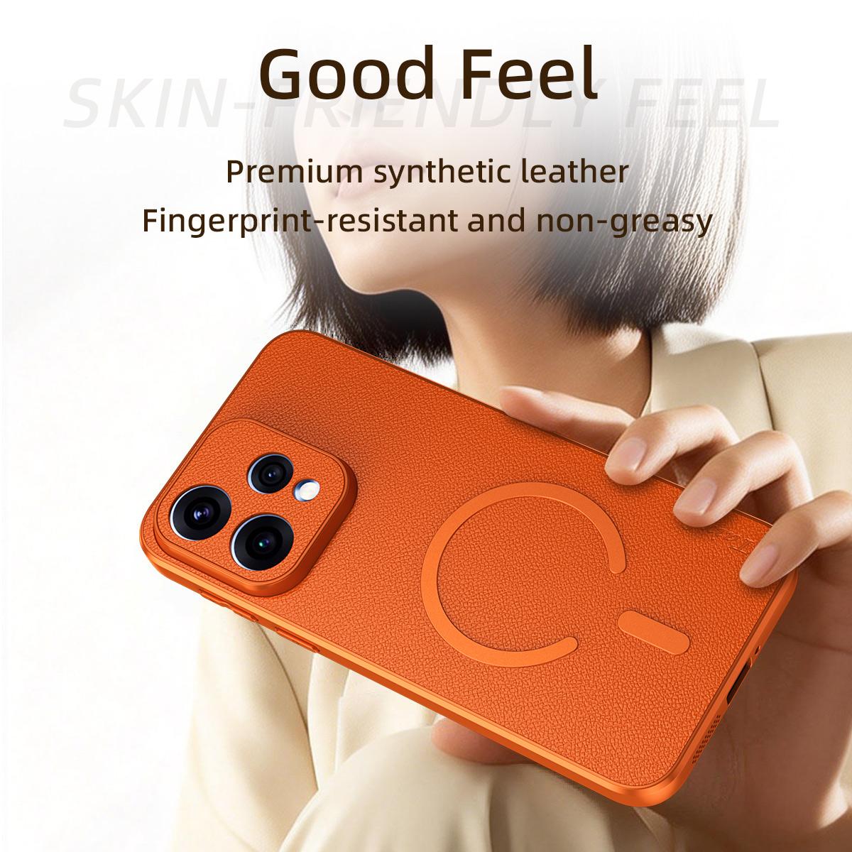 For OPPO Reno 15c 5G Goatskin Vegan Leather Magnetic Phone Case - Black - EDA009816509B