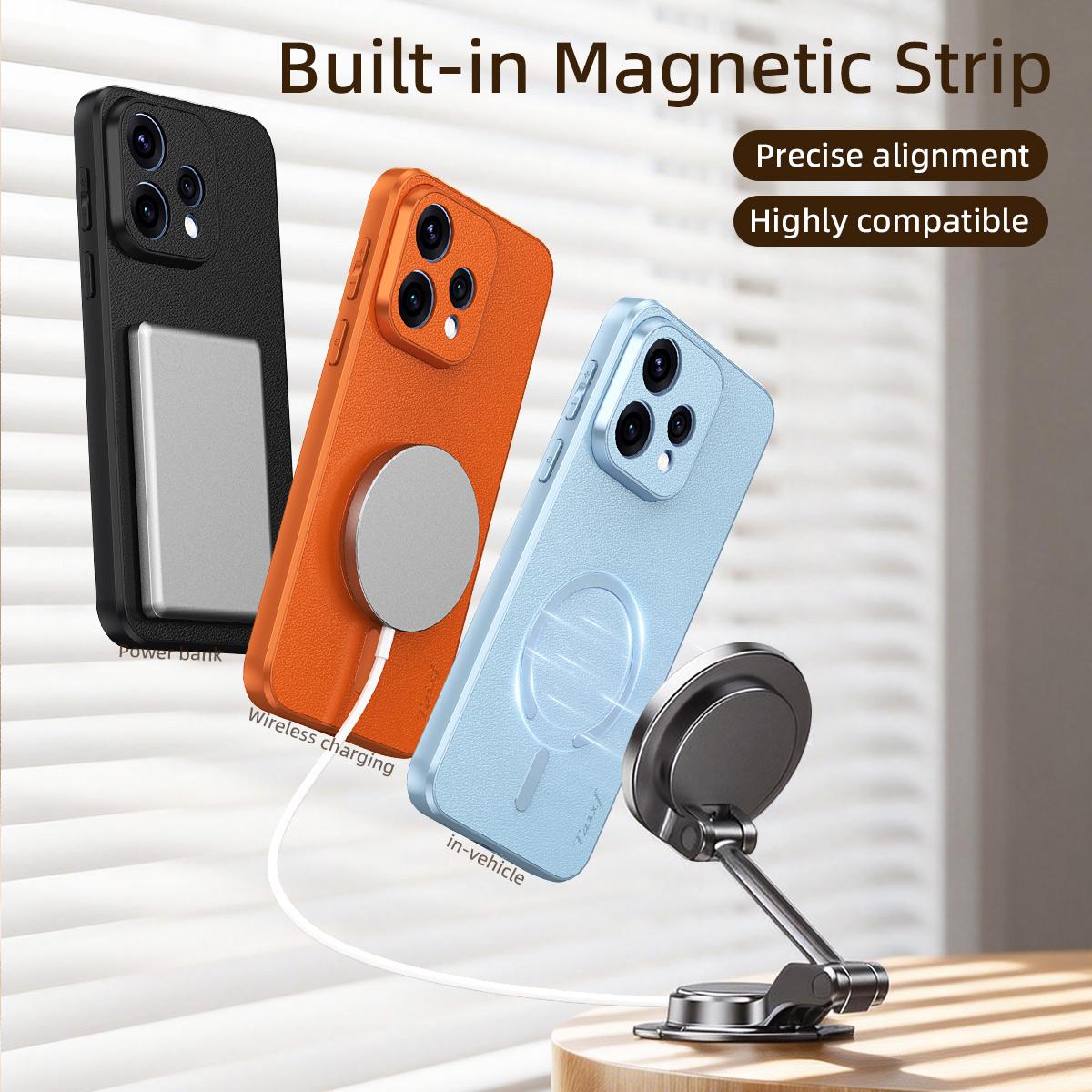 For OPPO Reno 15c 5G Goatskin Vegan Leather Magnetic Phone Case - Black - EDA009816509B