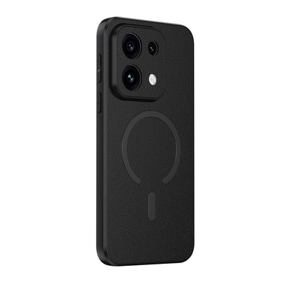 For OPPO Reno16 Pro 5G Global Goatskin Vegan Leather Magnetic Phone Case - Black - EDA009816511B