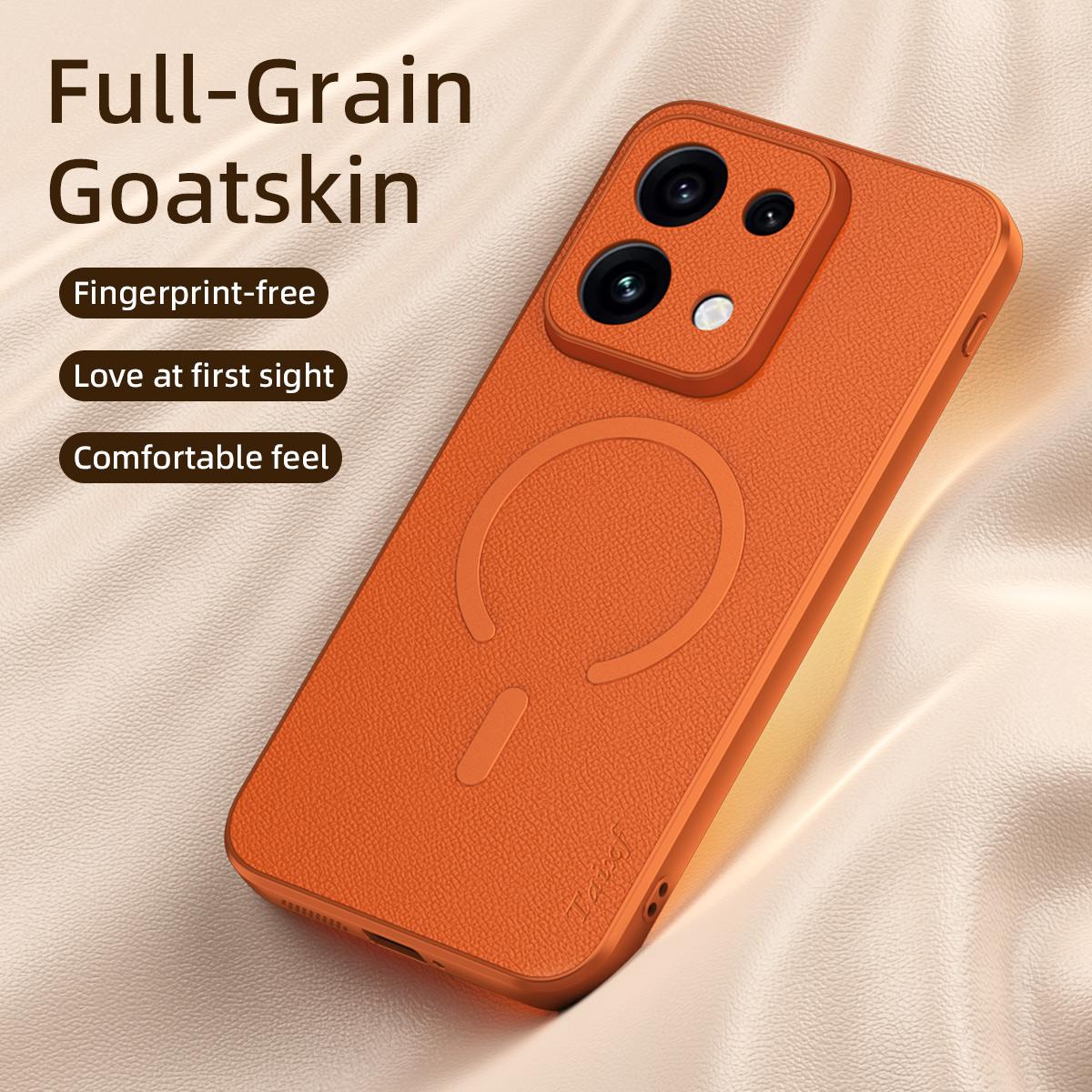 For OPPO Reno16 Pro 5G Global Goatskin Vegan Leather Magnetic Phone Case - Black - EDA009816511B