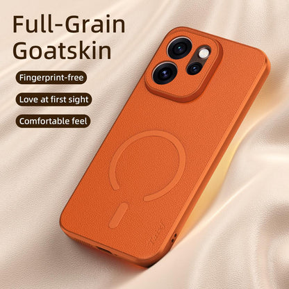 For OPPO Reno15 Pro 5G Global Goatskin Vegan Leather Magnetic Phone Case - Blue - EDA009816512A