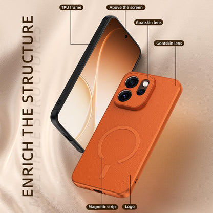 For OPPO Reno15 Pro 5G Global Goatskin Vegan Leather Magnetic Phone Case - Blue - EDA009816512A