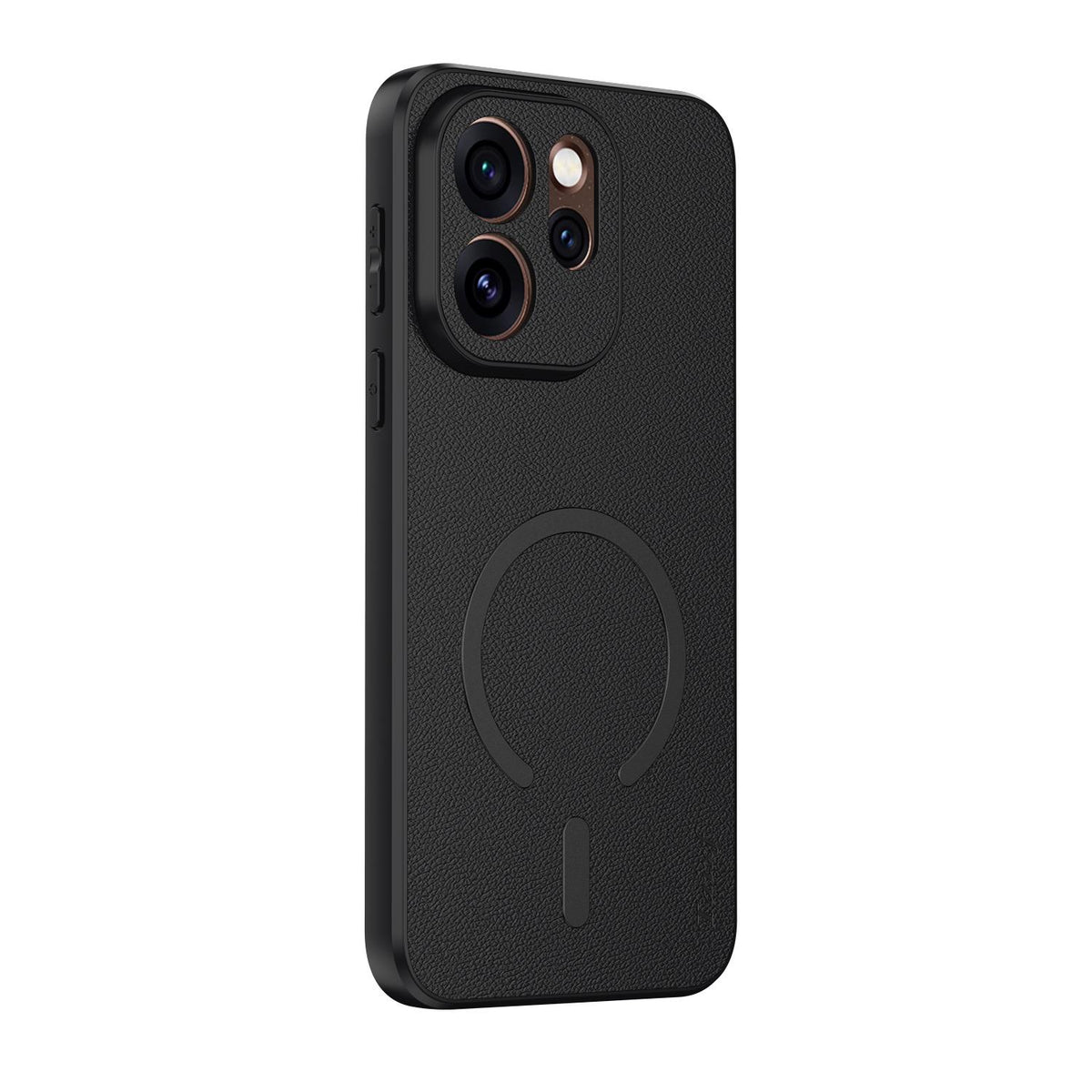 For OPPO Reno15 Pro 5G Global Goatskin Vegan Leather Magnetic Phone Case - Black - EDA009816512B