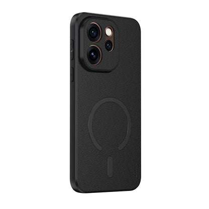 For OPPO Reno15 Pro 5G Global Goatskin Vegan Leather Magnetic Phone Case - Black - EDA009816512B