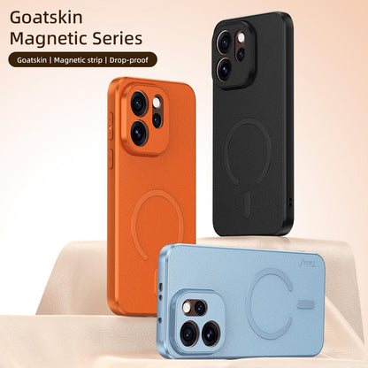 For OPPO Reno15 Pro 5G Global Goatskin Vegan Leather Magnetic Phone Case - Black - EDA009816512B