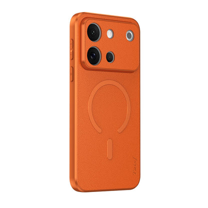 For vivo S60 5G Goatskin Vegan Leather Magnetic Phone Case - Orange - EDA009817301A