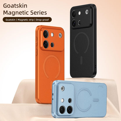 For vivo S60 5G Goatskin Vegan Leather Magnetic Phone Case - Black - EDA009817301B
