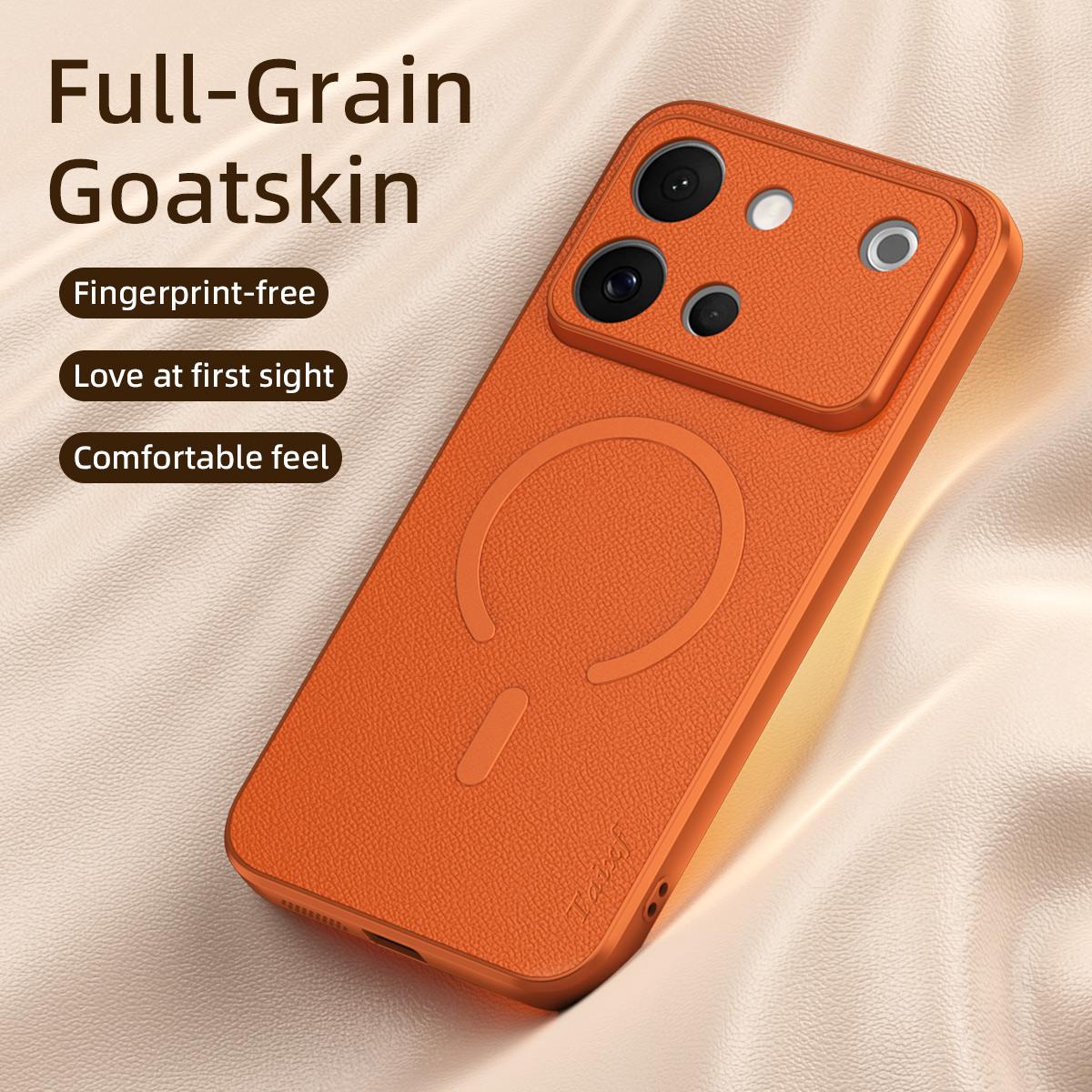 For vivo S60 5G Goatskin Vegan Leather Magnetic Phone Case - Blue - EDA009817301C