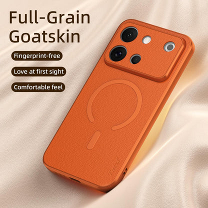For vivo S60 5G Goatskin Vegan Leather Magnetic Phone Case - Blue - EDA009817301C