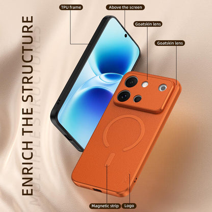 For vivo S60 5G Goatskin Vegan Leather Magnetic Phone Case - Blue - EDA009817301C
