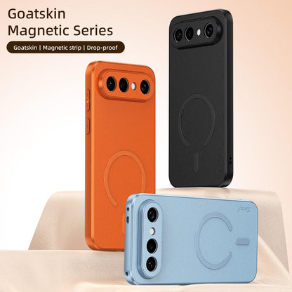 For vivo S50 Pro mini 5G Goatskin Vegan Leather Magnetic Phone Case - Orange - EDA009817303A