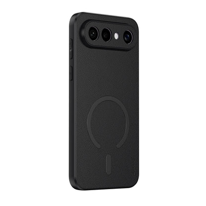 For vivo S50 Pro mini 5G Goatskin Vegan Leather Magnetic Phone Case - Black - EDA009817303B